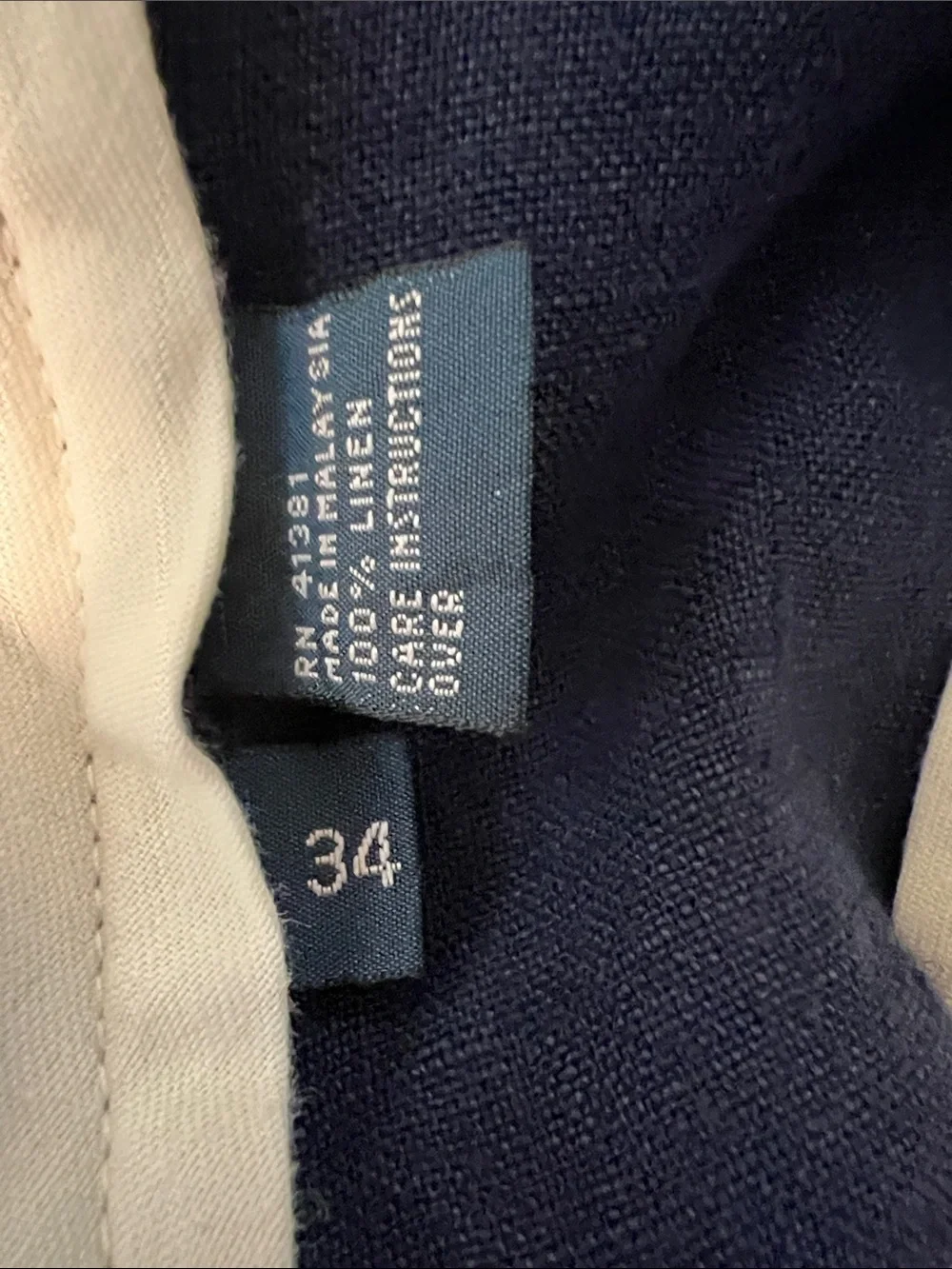 Polo Ralph Lauren Linen Navy Blue Shorts 34